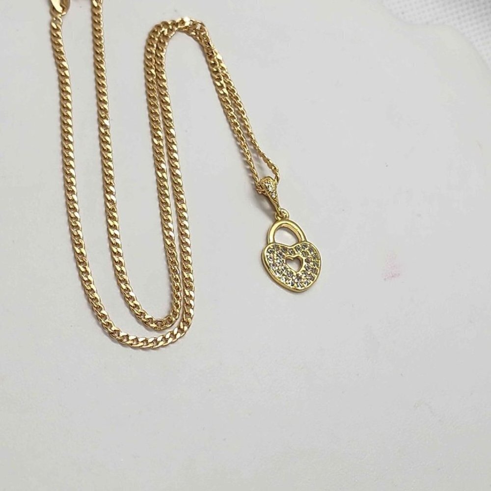 Brand New   Brazilian 18k Gold Filled HEart Locker Design Necklace - Picture 4 of 4